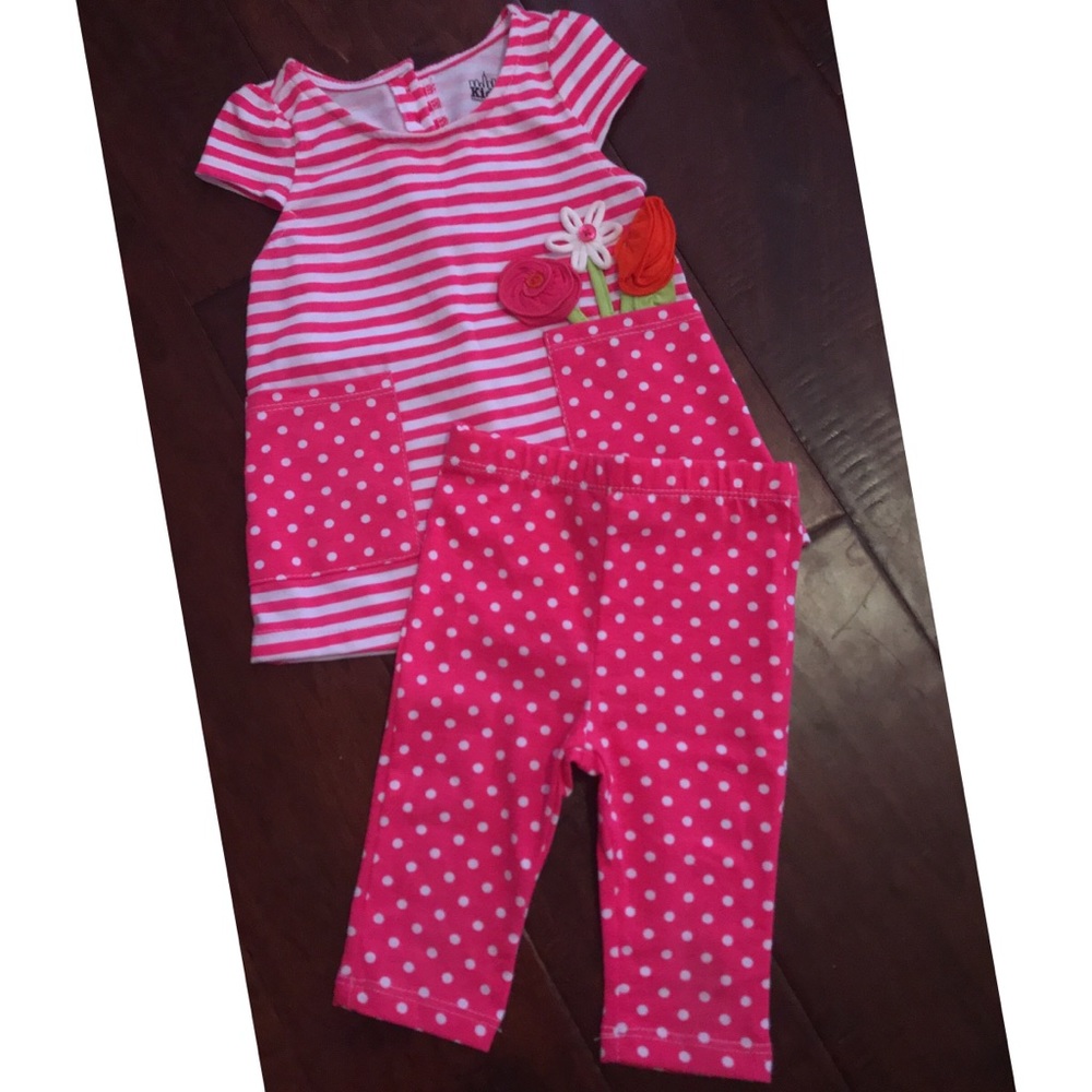 Pink striped outfit with flowers